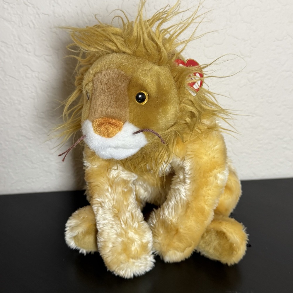 Ty Classic Kingly Lion Plush 2001 Stuffed Animal Toy Brown Mane Heart Tag 12"